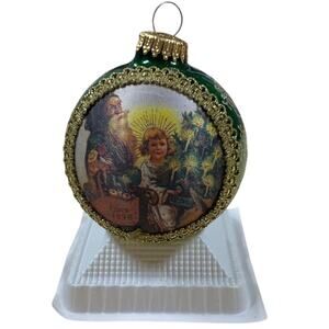 Holiday Time Decorated Glass Ornament 1999 Cuico Decorated Glass EUC
